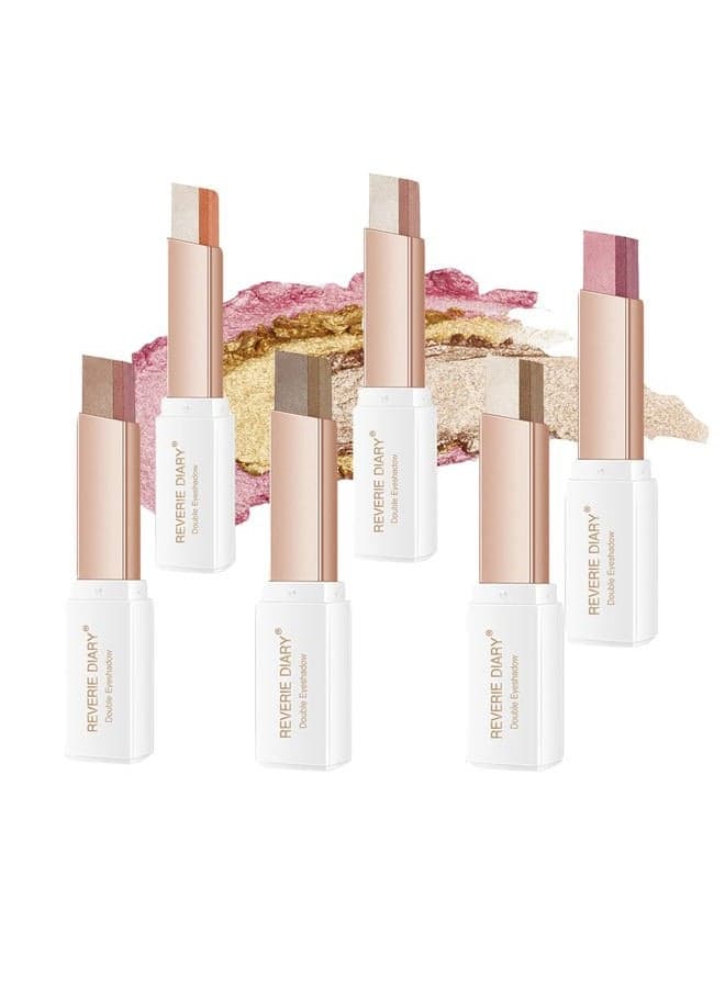 12 Colors Glitter Eyeshadow Stick,Double Colors Shimmer Eye Shadow Stick Gradient Eye Makeup