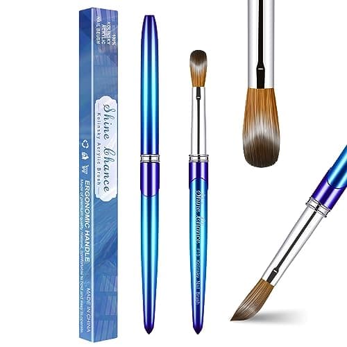Shine Chance Acrylic Nail Brush Size 10 100 Pure Kolinsky 3D Art Nail Brush with Gradient Blue Handle Art Design Powder Nail Brush Pen for Nails Extension Carving Acrylic Application Tools