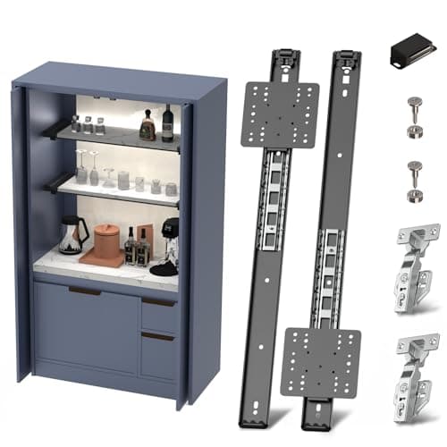 Cabinet Pocket Door Slide System Kit 222PCS Inset Sliding Hardware for Hidden Cabinet Doors 45lbs Capacity Space Saving Pocket Door Hardware for Kitchen Pantry Closet