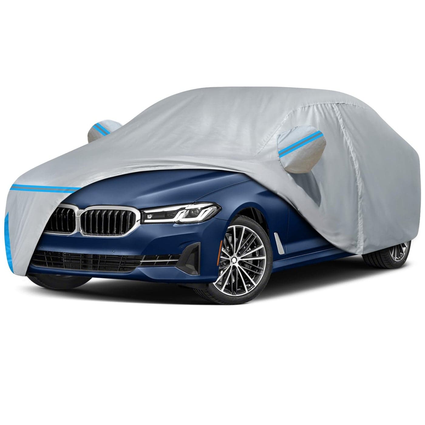 Car Cover for 20072025 BMW 5 Series 528i 530i 535i 540i M5 M550i M550 Waterproof Customfit All Weather Sun Rain UV Dust Snow Protection Outdoor Car Cover with Door Zipper and Cotton Lining