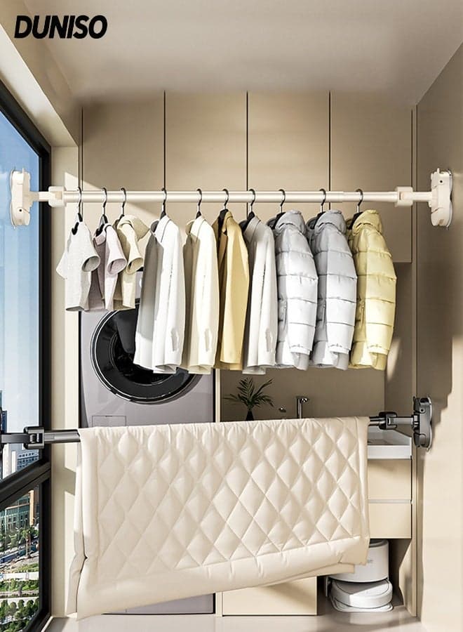 Adjustable Suction Cup Clothes Rack,Household Wall Mounted Adjustable Holders,Wall Mounted Telescopic Clothesline Rack,Space Saving,Used for Balconies, Bathrooms, and Wardrobes,49-79cm