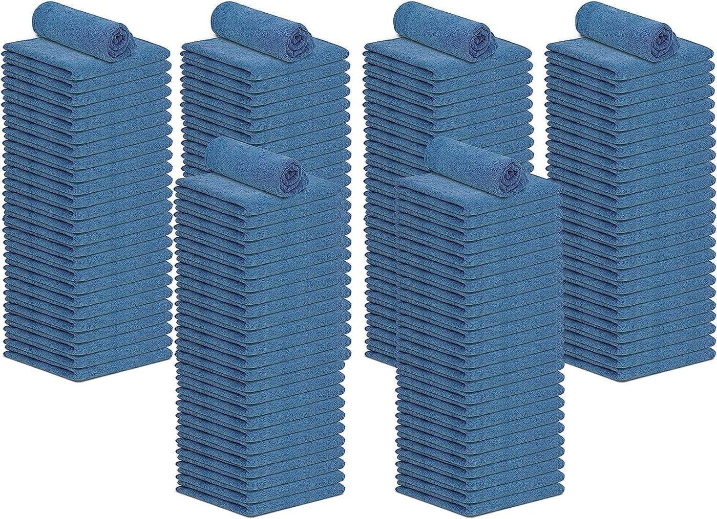 TOALLA Cotton Shop Towels Blue Pack of 150 Size 14x14 Inches Cleaning Rags Absorbent Shop Rags and Multipurpose Cleaning Towels for Automobiles Industries Garage and Homes