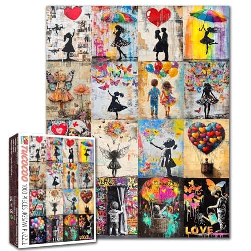 Tucocoo Banksy Art Puzzles for Adults Colorful Graffiti 1000 Piece Jigsaw Puzzle Street Collage Artwrok DIY Crafts Puzzle Family Games Night Educational Toys for Puzzle Lovers Gift 27x20 Inches