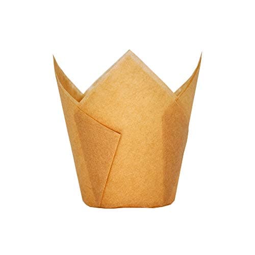 QLSmypkg Large Muffin Greaseproof paper Baking cupcake cups 214 x 4 Natural Tulip Baking Cup Case of 125 pcs Large size 125