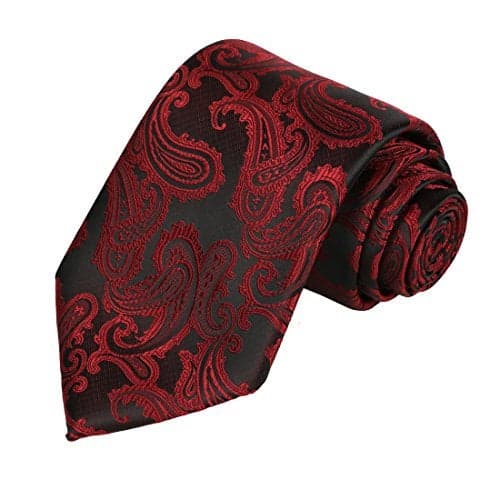 KissTies Mens Burgundy Red Tie Paisley Necktie + Gift Box