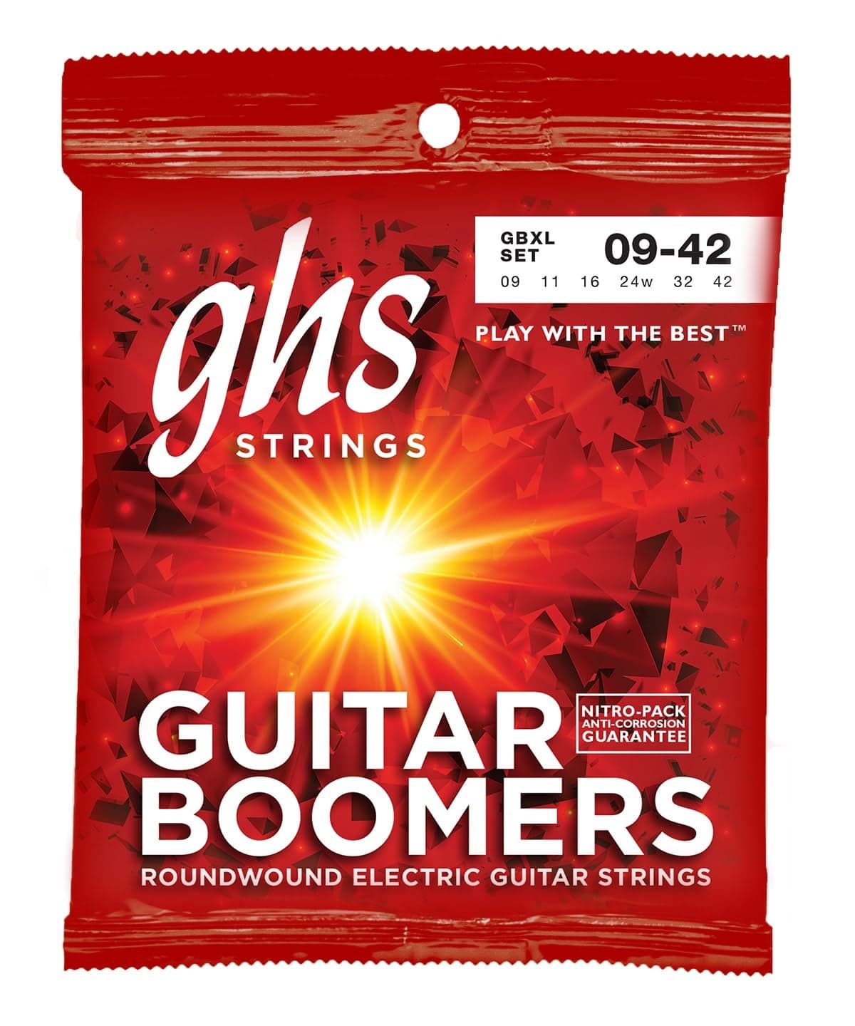 GHS Strings, GBXL Boomers, Nickel Plated Steel Electric Guitar Strings, Legendary Strength, Consistent Intonation, Unrivaled Sustain, Long Lasting Brightness & Tone. For 6-String Guitar 9-42 XLT Gauge