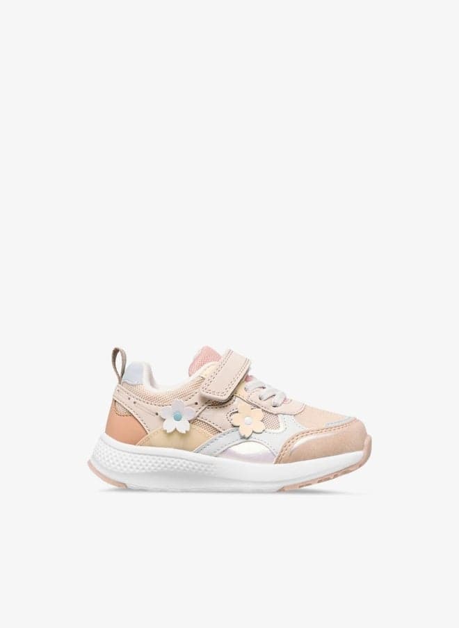 Floral Accent School Sneakers With Hook And Loop Closure — 29 EU