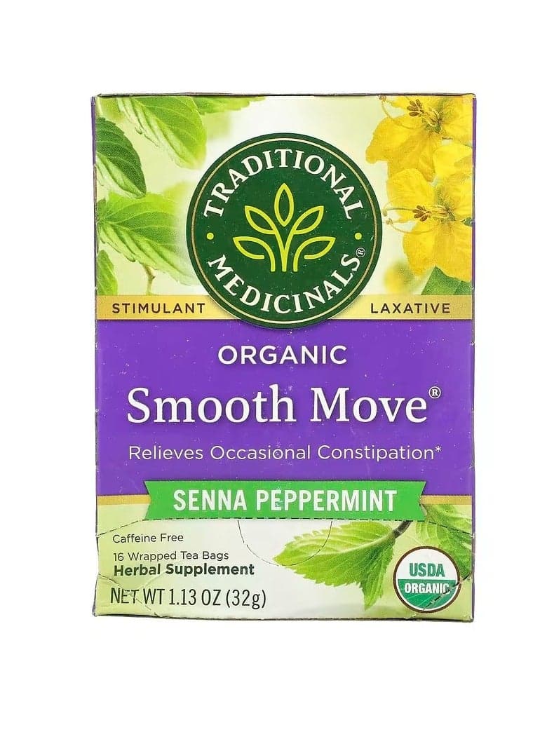 Organic Smooth Move, Senna & Peppermint, Caffeine Free, 16 Envelope Tea Bags, 1.13 oz (32 g