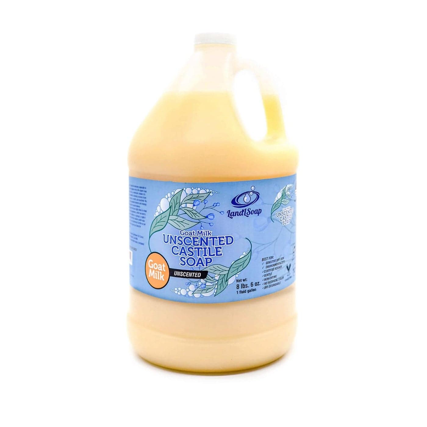 Goat Milk Unscented Pure Castile Soap Liquid for Face Hand Body WashVegan NonGMO Made in USA All Skin Types Dry Sensitive Skin 1 Gallon