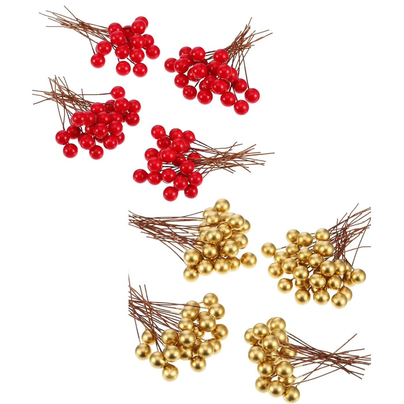 Forty Wings Set of 200 Pcs Red and Golden Fake Holly Berries for Christmas Ornaments Xmas Tree Hangings Ornaments for Christmas Decoration Items for Home Decoration