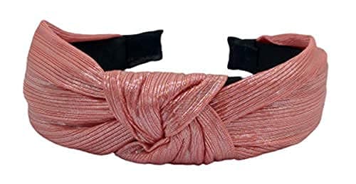 Drishti Solid Shimmer Fabric Knot Plastic Hairband Headband for Girls and Woman Pack Of-1 (Pink)