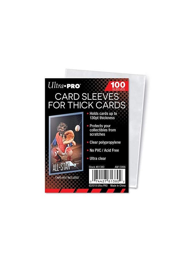 Ultra Pro Clear Thick Card Sleeves, Plastic| Holds cards up to 130-Point | 100-Count