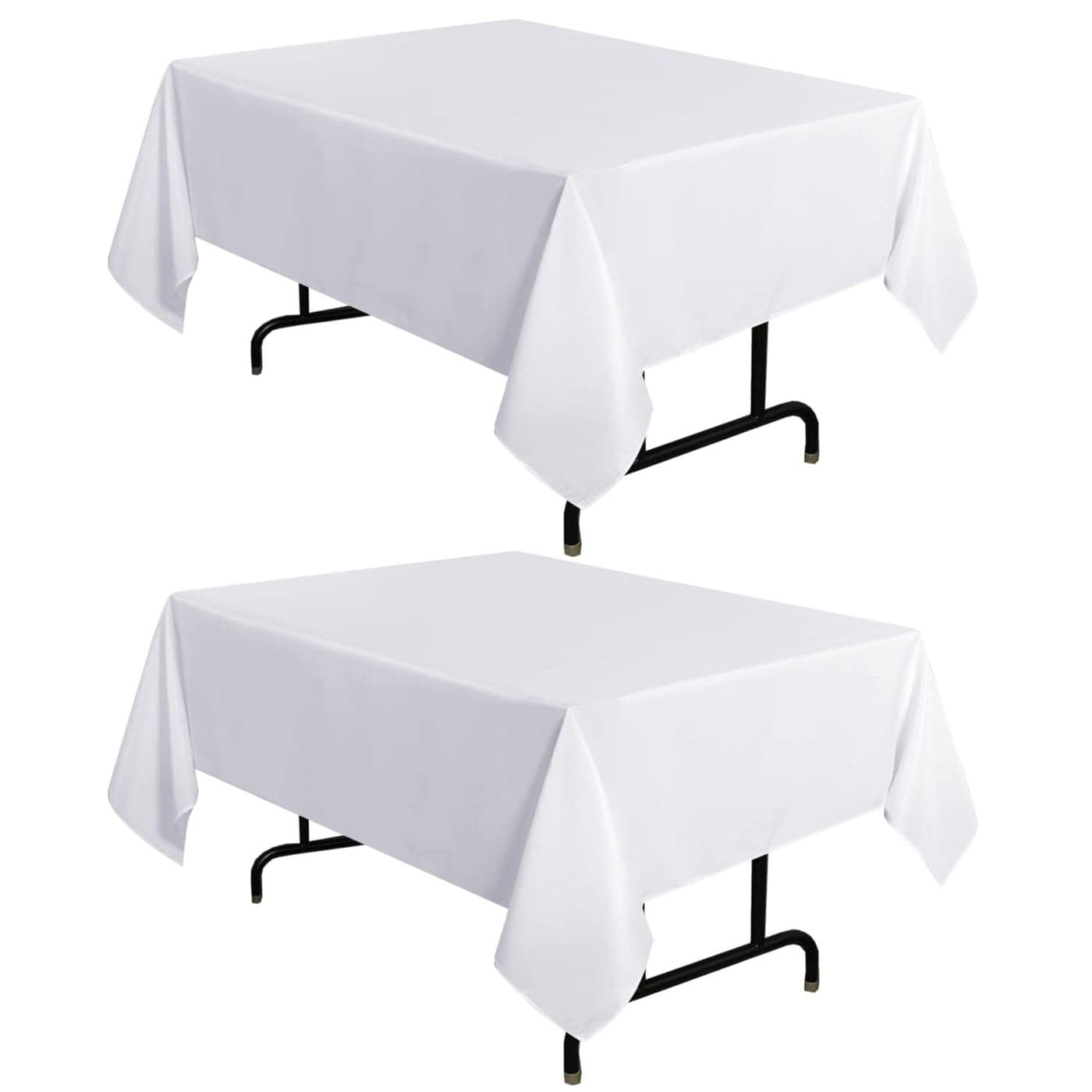 sancua 2 Pack White Tablecloth 54 x 54 Inch Stain and Wrinkle Resistant Square Table Cloth Washable Polyester Table Cover for Dining Tables Buffet Parties and Camping