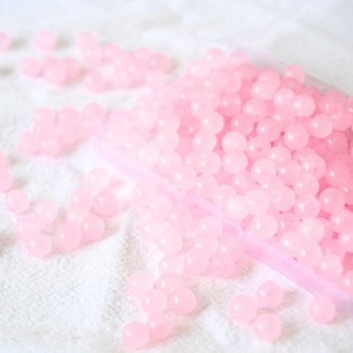 Jabrand 240pcs Glass Beads for Bracelets 6mm Round Glass Beads for Jewelry Making DIY Crafts Pink
