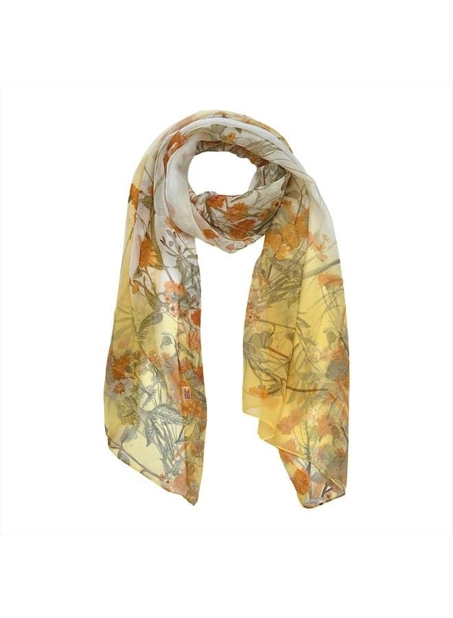 Wrapables Lightweight Sheer Silky Feeling Georgette Scarf, Yellow Marigolds