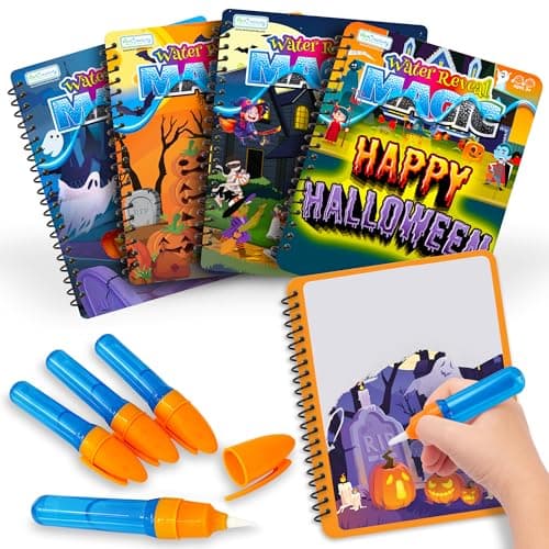 Halloween Boo Basket Stuffers for Toddlers 4 Pack Halloween Water Coloring Books for Kids Halloween Activities for Kids Halloween Crafts for Toddlers Toddler Travel Essentials Toddler Gift Toys