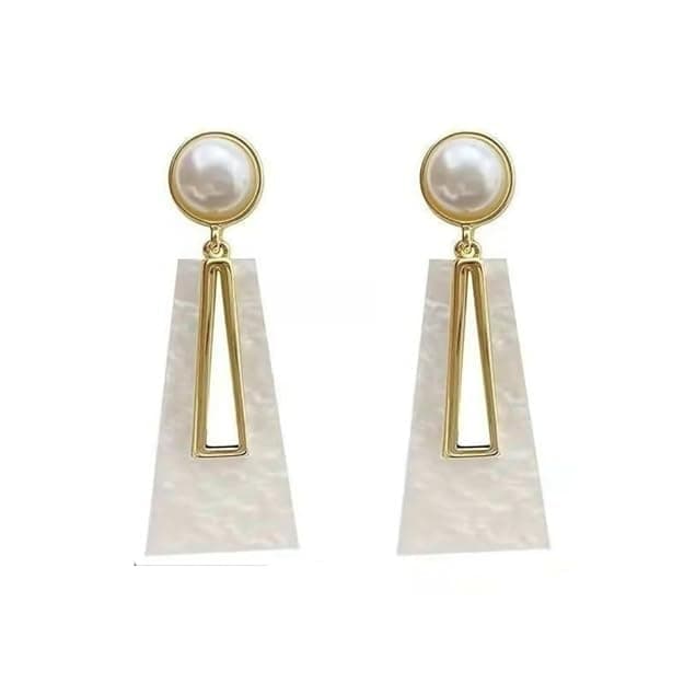 Handicraft kottage Korean Style Asymmetrical Pearl Drop Earrings for Women | Gold Plated Mother of Pearl Dangle Earrings | Trendy Statement Party Fashion Jewellery | Lightweight Designer Earrings for Indian Girls & Ladies