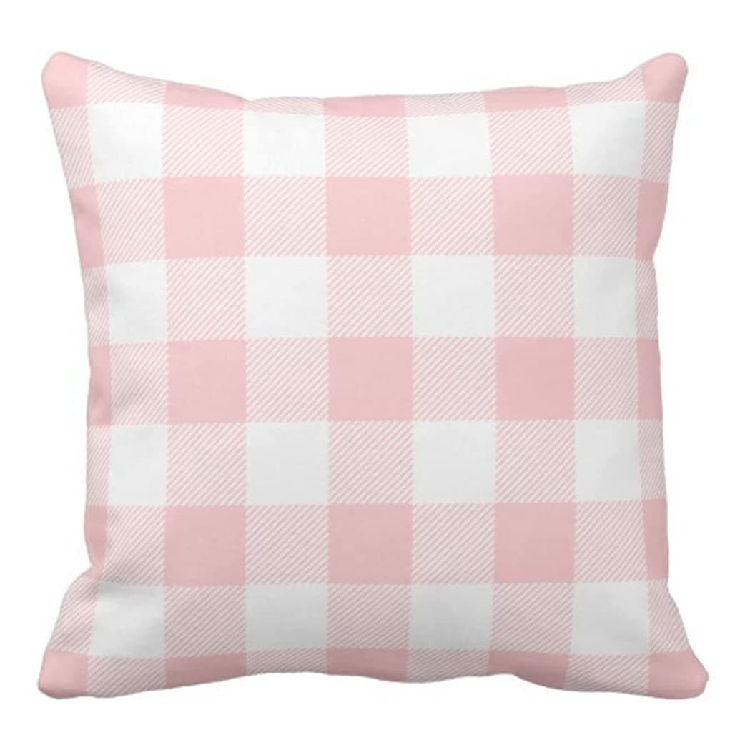 Emvency Throw Pillow Cover Cute Chic Pink Preppy Buffalo Check Plaid Modern Decorative Pillow Case Home Decor Square 18 x 18 Inch Pillowcase