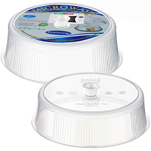 Primeway® Plastic Ø 21cm & 24cm | Microwave Lid Food Splatter Cover | 8.25" & 9.5" | 2 Pcs | Clear Transparent
