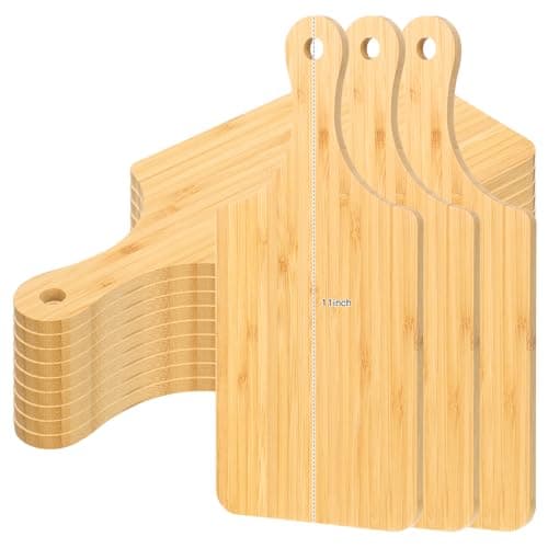 Zubebe 12 Pcs Bulk Cutting Board Wood Chopping Board with Handle Laser Engraving Wooden Serving Trays Charcuterie Trays for Customized Mothers Day Wedding Housewarming GiftBamboo11 X 5