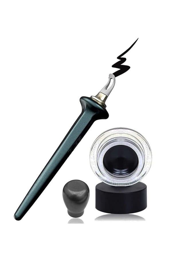 Eyeliner Applicator Kit With Cream Gel, Reusable Silicone Tool, Waterproof Easy No-Skip Black (Tool + Cream)