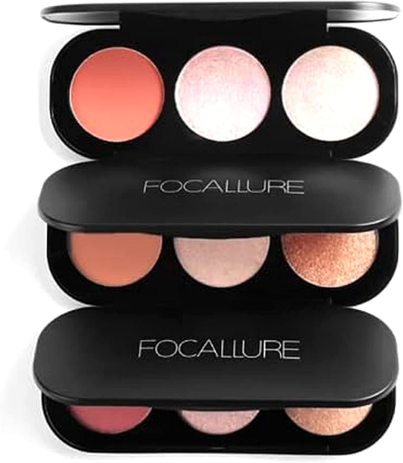 Highlighter Palette FOCALLURE 3 Colors Blusher Highlighter Palette Face Natural Contour Cheek Blush Complexion Highlighting Illuminating Palette Makeup Beauty Cosmetics3