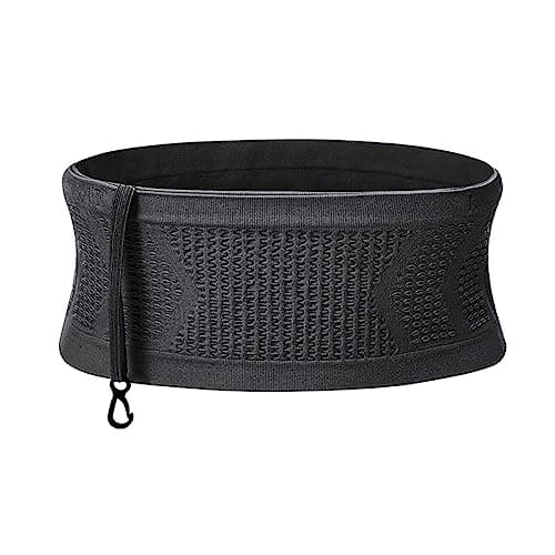 Adorila Slim Running Belt, Hidden Running Belt Fanny Pack for Men Women, Travel Running Waist Belt for Money and Passport (Black, Small)