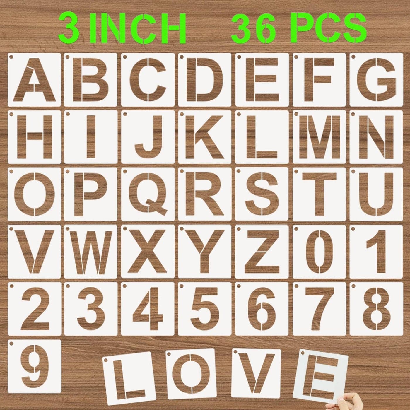 DZXCYZ Alphabet Letter Stencils 3 Inch 36 Pcs Reusable Plastic Letter Numbers Templates Art Craft Stencil for Painting on Wood Wall Glass Fabric Rock Signage