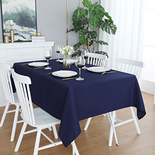 FOLINSHOME Navy Blue Rectangle Tablecloth 60 x 102 Heavy Duty Wrinkle Free Polyester Table Cloths Waterproof Washable and Spillproof Table Cover for Party Banquet IndoorOutdoorOblongRectangular