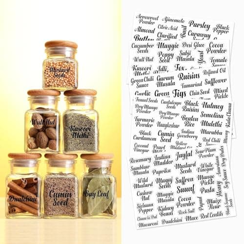 Fliptic Waterproof Transparent Printed Mason Jars Labels Kitchen Pantry Spice Jars Glass Bottles ? Best Stickers & Organizing Label Pack of 150, 150 Labels