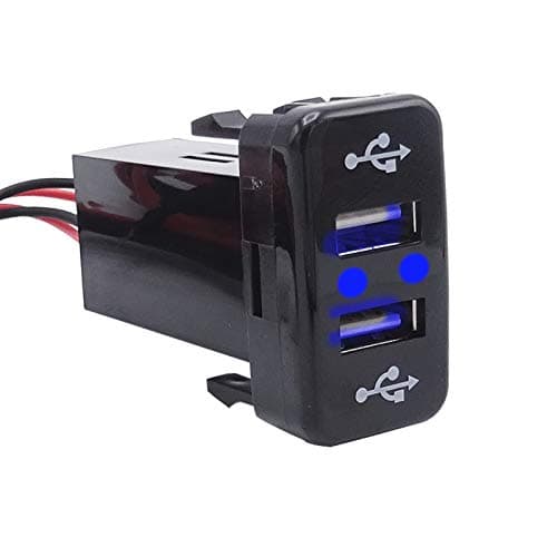 Dual USB Power Socket Charger LED Power Outlet 2.1A Blue LED Light Compatible with Toyota Tacoma Tundra 4Runner Highlander Hilux FJ Cruiser