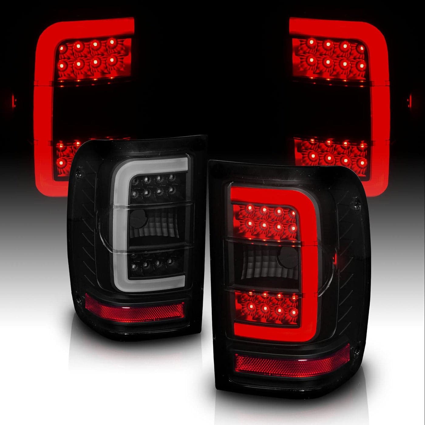 AmeriLite for 20012011 Ford Ranger CType LED Tube Dark Black Replacement Brake Tail Lights Passenger and Driver Side