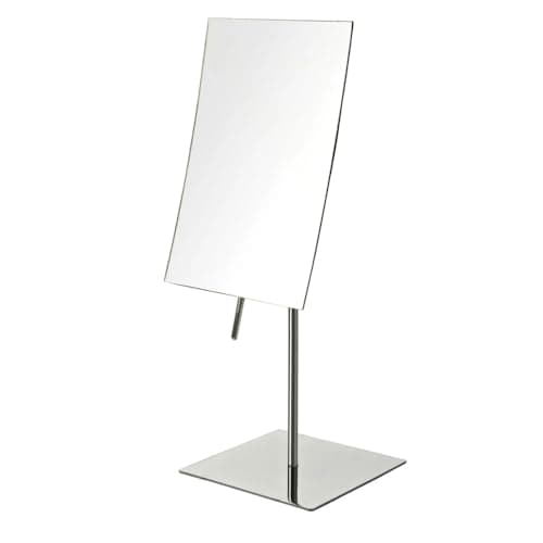 JERDON Rectangular Tabletop Makeup Mirror - 3X Magnification with Polished Stainless Steel Finish - 5-inch by 8-inch Vanity Mirror – Pivot Adjustment - Model JP358C