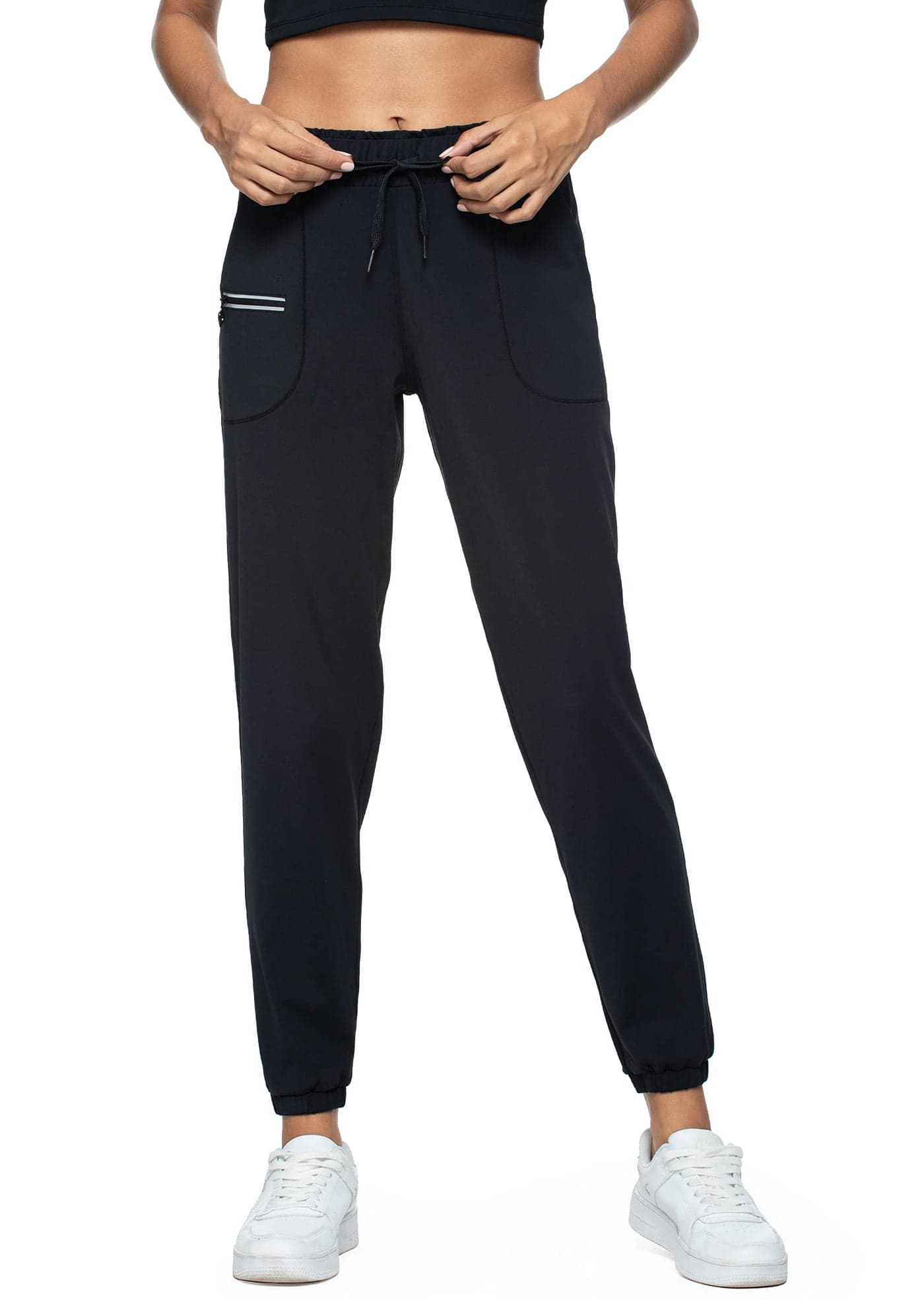 Haowind Joggers for Women with Pockets Elastic Waist Workout Sport Gym Pants Comfy Lounge Yoga Running PantsBlack01 XL