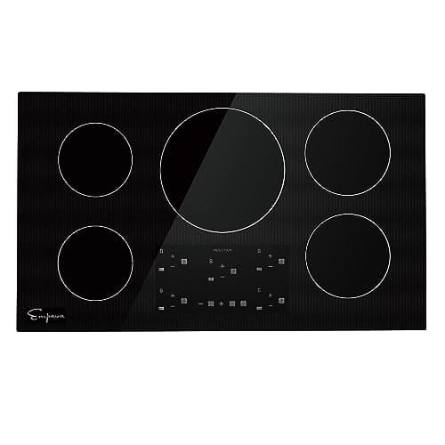 Empava 36” Electric Stove Induction Cooktop with 5 Power Boost Burners Smooth Surface Vitro Ceramic Glass in Black, 36 Inch