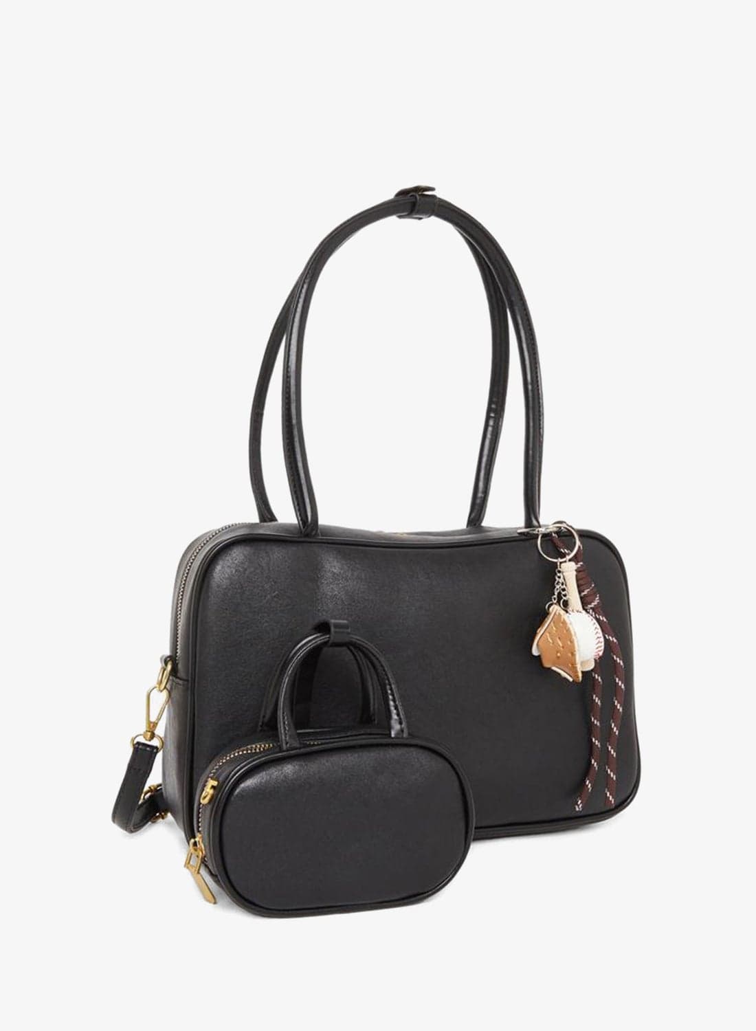 Dual Handle Shoulder Bag with Drop Charm