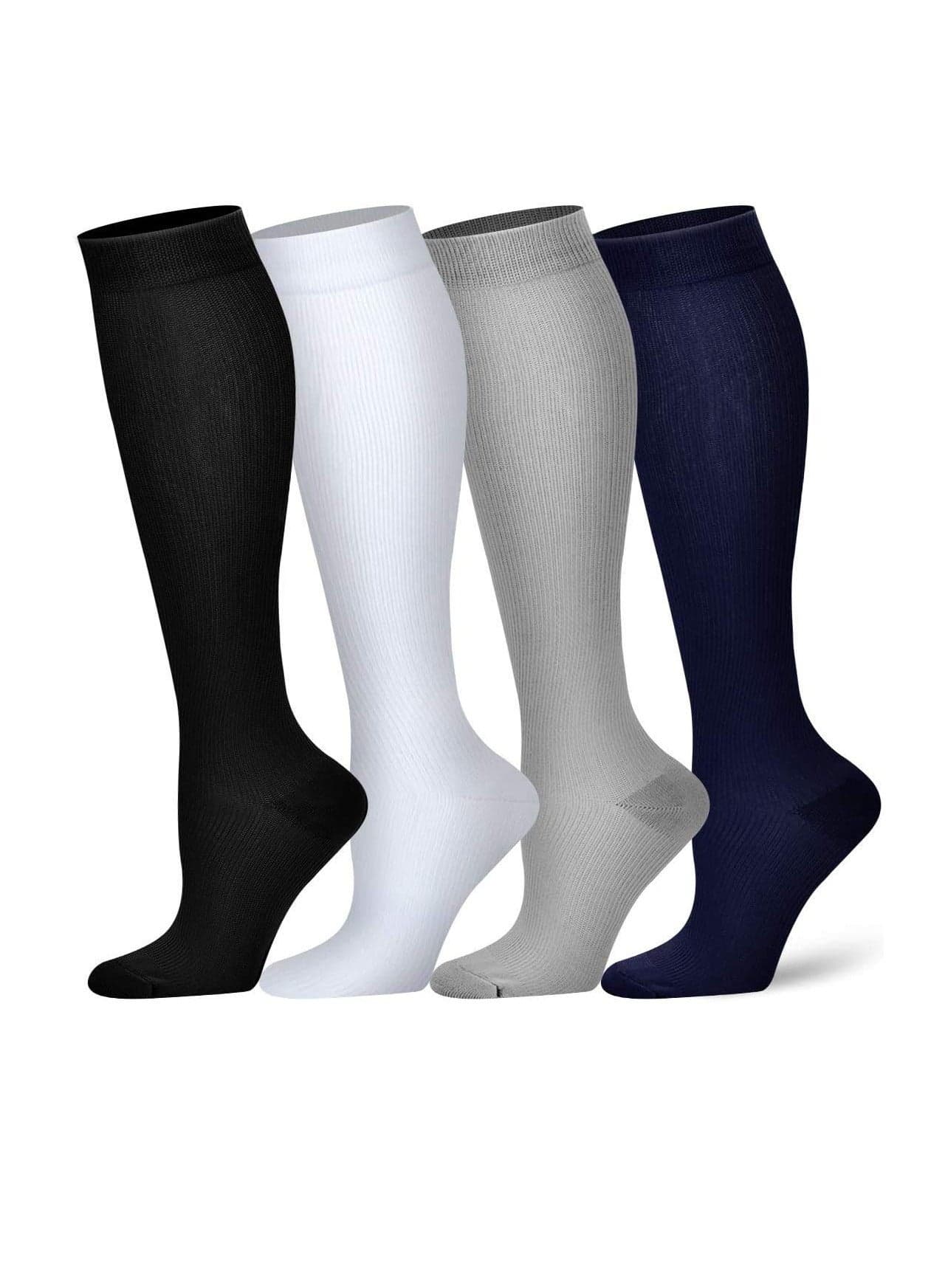 Compression Socks 4 Pairs for Women and Men Athletic Travel Running Fitness Flight Socks Reduce Calf Pain Faster Recovery(Multicolors)