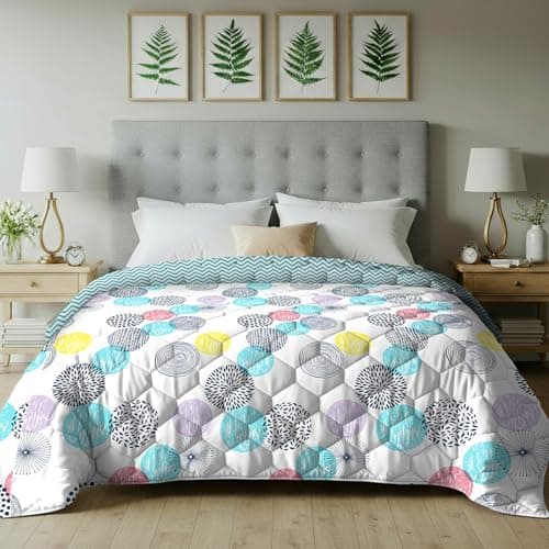 Urban Space AC Blanket for Single Bed, 120 GSM Microfiber 3 Layered Quilted Dohar, Soft Lightweight Reversible Printed Blanket Bed for All Season (Turkey - 145cm x 225cm, Single Size)