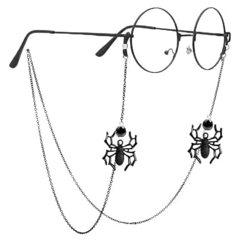 Women Men Glasses Chains Sunglass Eyeglass Chain Goth Necklace Eyewear Reading Glasses Retainer Strap Holder lanyards with Spider Pendant (Big Spider)