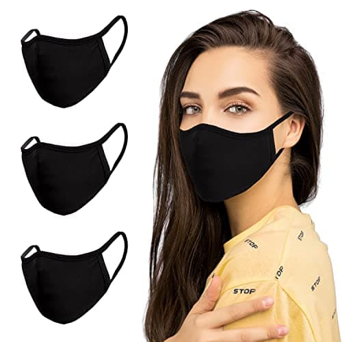 SNM Apparels 3-layer Cotton Basic Face Mask (Adult) (Adult L/XL, Black)