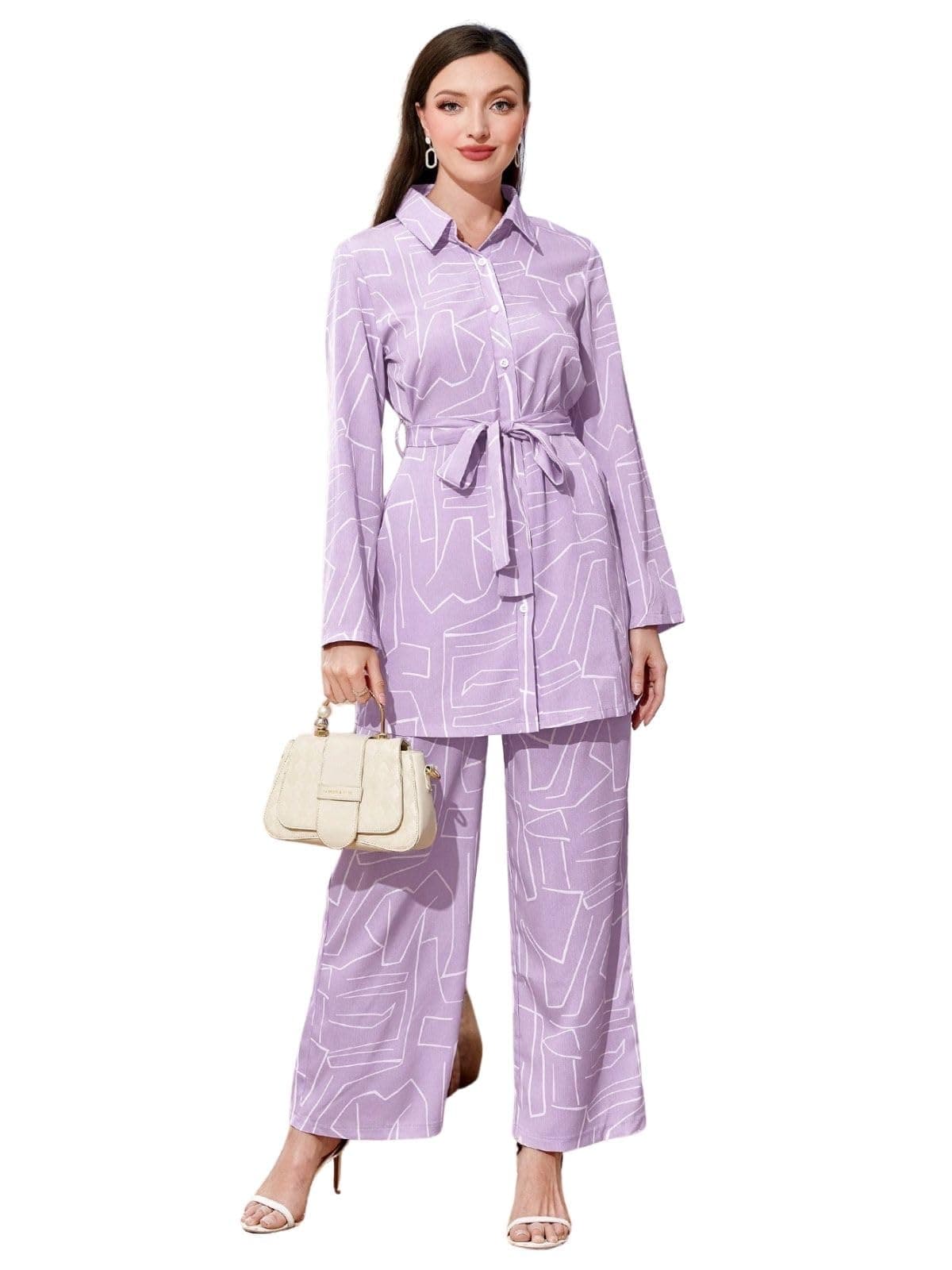 GRECIILOOKS Women Rayon Blend Western Summer wear Co-ord Set (GL-W1877&TR922-M-LavenderBlush LavenderBlush)
