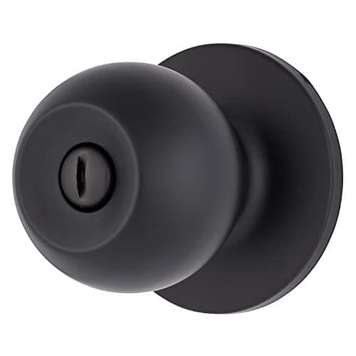 BRINKS Transitional Privacy Door Knob - Matte Black Exterior Door Lock Set, Seamlessly Blends with Interior Décor, 1 Pack