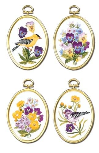 Janlynn Wildflowers and Finches Stamped for Embroidery Kit