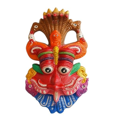 Salvus APP SOLUTIONS Narsingh Kirtimukha Metal Wall Hanging Face Mask for Home Entrance & Pooja Room Décor, Traditional Hindu Decorative Wall Art, Red, 3.5 x 6 Inch