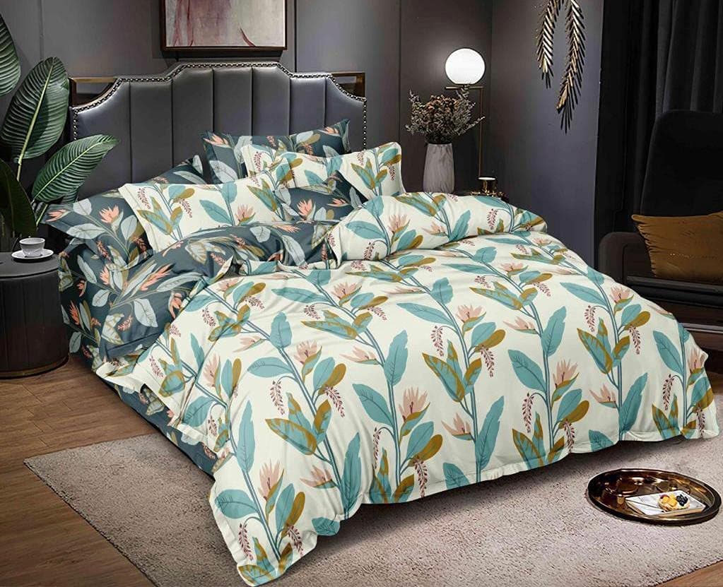 THE HOME STYLE 200TC Soft Glace Cotton King Size Duvet Cover II Razai Cover II Quilt Cover II Dohar for Double Bed with Zipper (90x100 Inch, Celadon Green)
