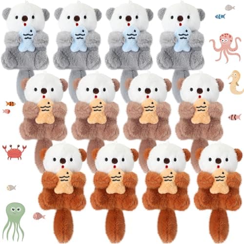 Chalyna 12 Pack Cute Plush Animal Figures 4 Inch Mini Plush Ornament Stuffed Keychain Tote Bag Pendant for Birthday Party Likes DIY Home DecorSea Otter Style