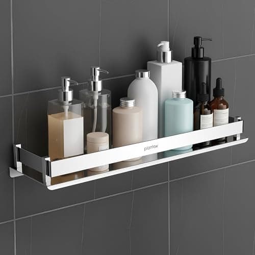 Plantex Stainless Steel Bathroom Shelf Rack/Bathroom Organizer/Wall Shelf for Bathroom Accessories Set/Kitchen Stand/Kitchen Shelves & Racks-(Chrome 18x5 Inches)