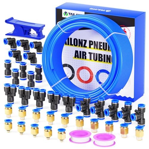 TAILONZ PNEUMATIC Blue 6mm OD 4mm ID Polyurethane PU Air Hose Pipe Tube Kit 32 Meter 100ft