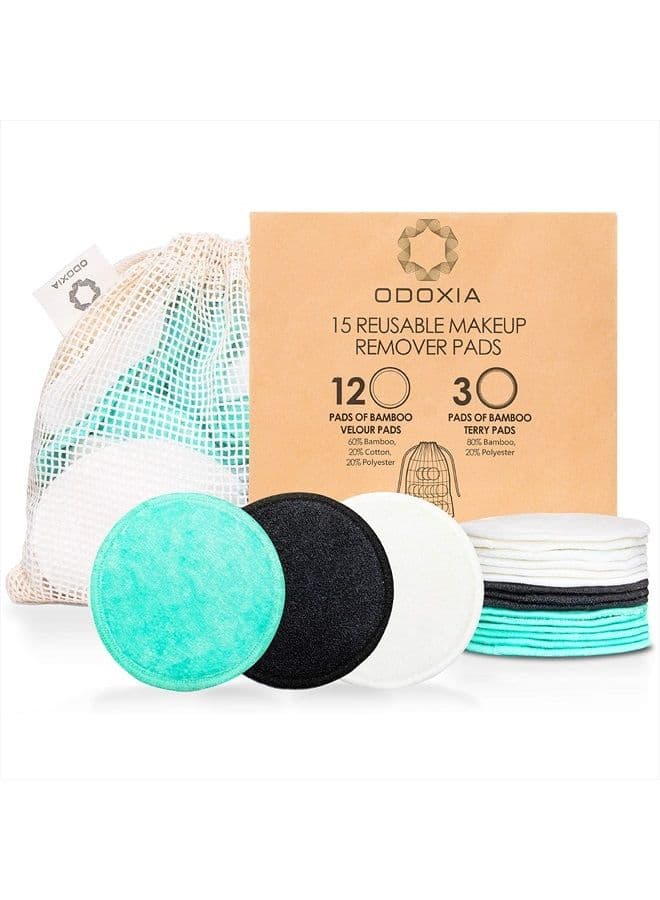 Reusable Makeup Remover Pads | Eco Friendly & Zero Waste Cotton Rounds | Beauty Products | 15 Natural & Organic Face Pads with Laundry Bag | Soft for All Skin Types | Bamboo Wipes for Facial Cleansing