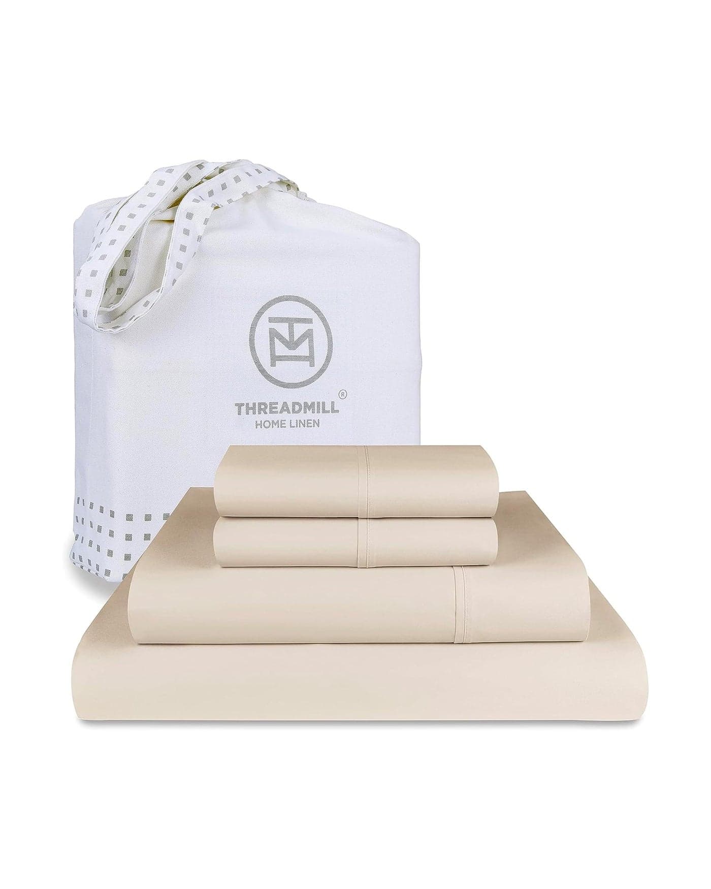 Threadmill Luxury Supima Cotton Sheets 1200 Thread Count Soft 100 Cotton Sheets for King Size Bed 4 Pc Beige King Bed Sheets Set 5Star Hotel Quality with Elasticized Deep Pocket King Sheets